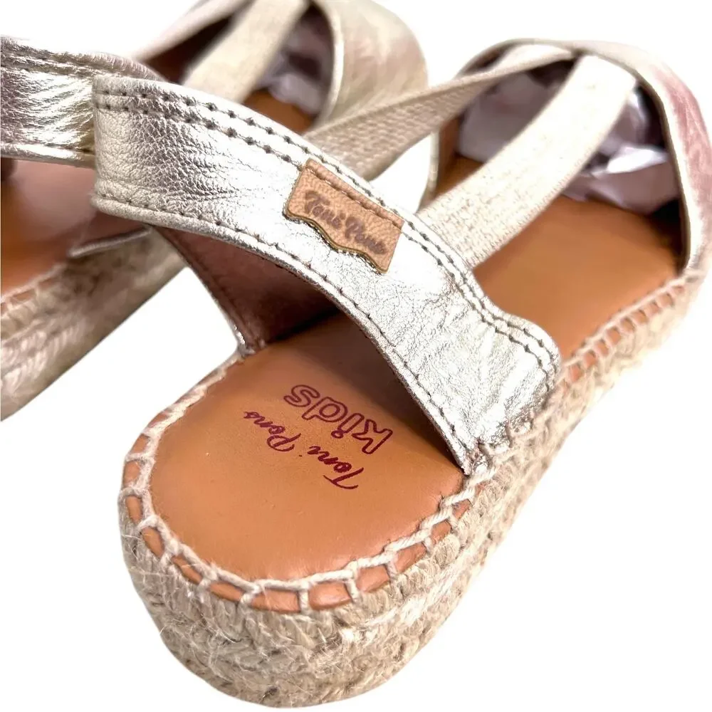 Toni Pons Eli-P Girl's Espadrille Sandals in Metallic Gold Slingbacks Size 2.5